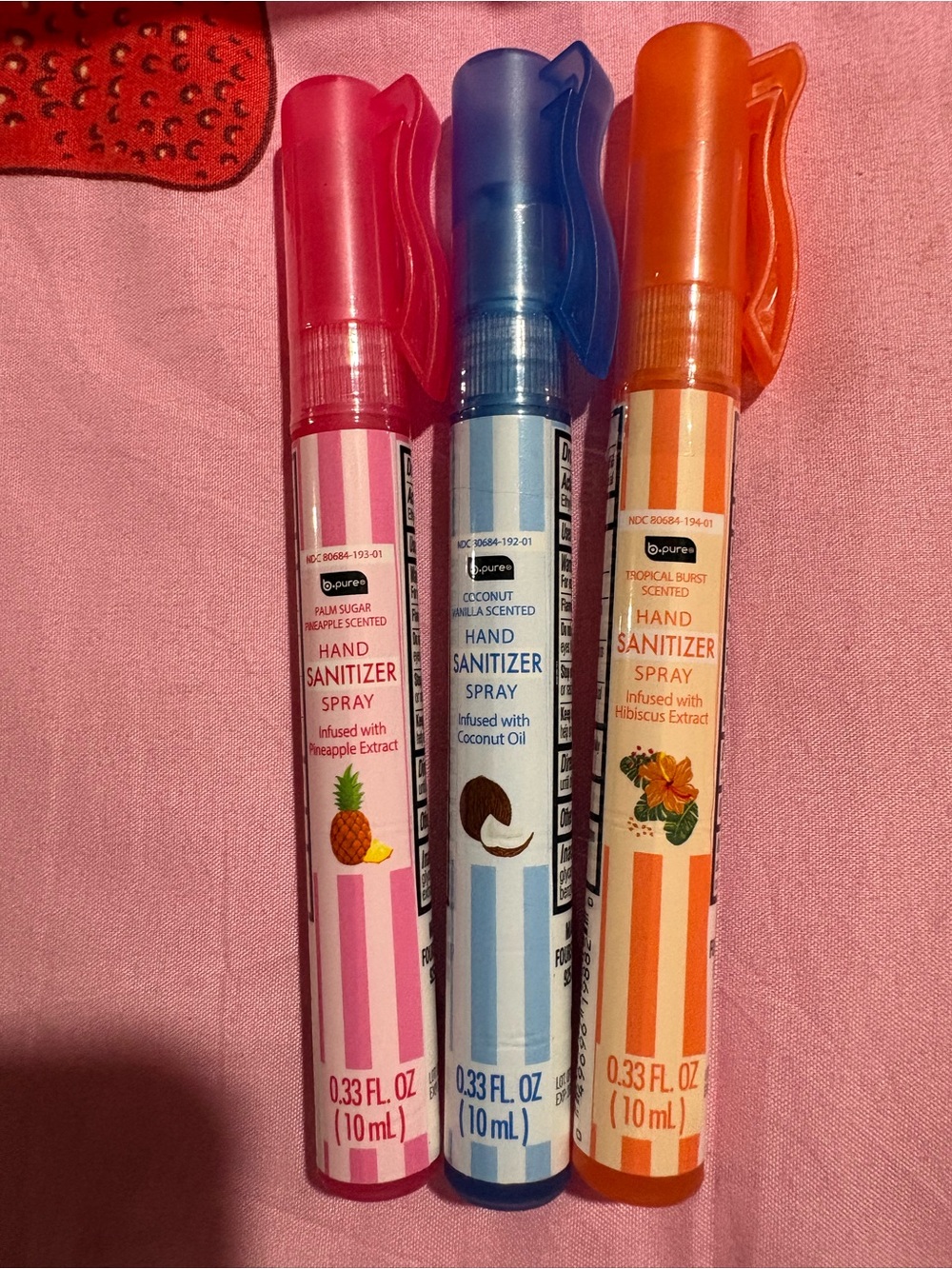 Pink Hand Sanitizer Spray - Pocket-Sized 0.33 fl oz